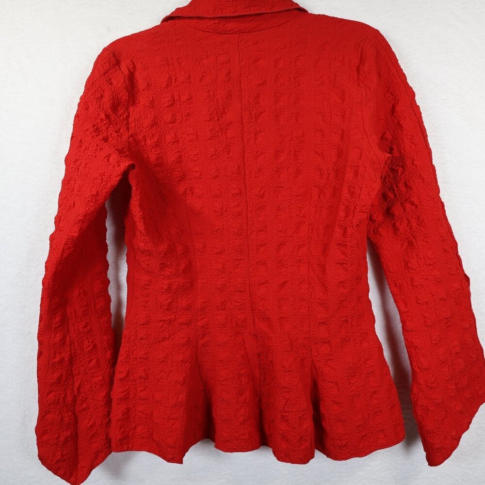Courtney Washington Textured Split Bell Sleeve Pullover Stretchy Size S Red - Picture 3 of 9